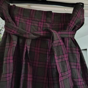 Lane Bryant Black & Pink Plaid Trousers TAILORED STRETCH PLUS 22 HIGH WAIST TIE
